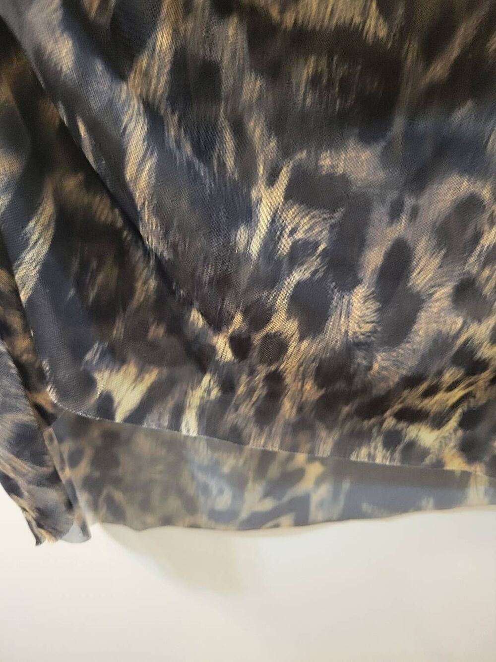 All Saints Nora Leopard Print Mesh Ruched Midi Skirt Sheer Overlay Size 10 - Picture 7 of 14
